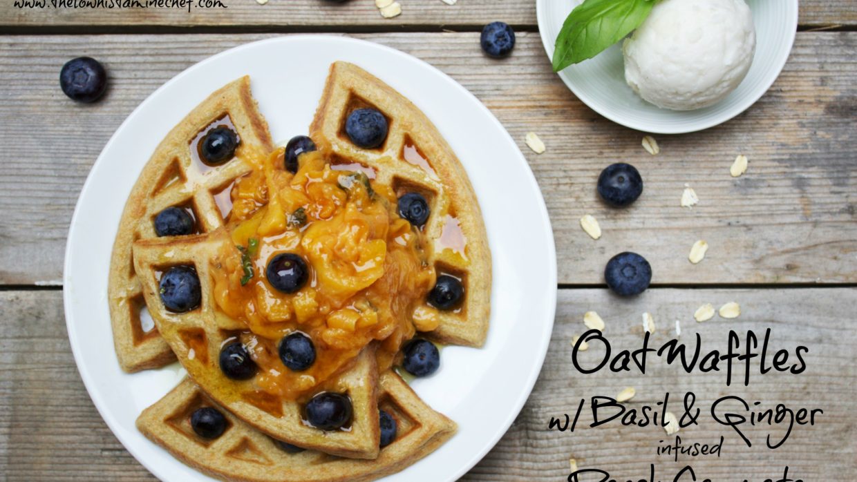 Waffles w/Antihistamine Rich Basil & Ginger Infused Peach Compote