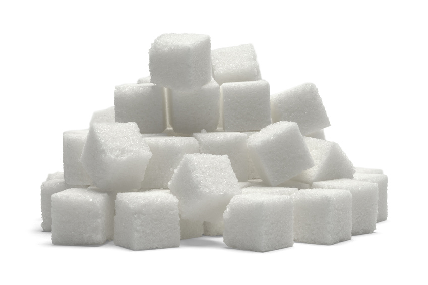 Heap of Sugar Cubes Isolated on White Background.